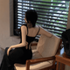 繪詩慧吊帶連衣裙黑色裙子女夏季2025新款長裙性感吊帶裙純欲包臀裙修身 蝴蝶露背吊帶裙【黑蝴蝶】 L 【建議105-120斤】