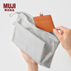 無印良品（MUJI）再生聚酯纖維 雙拉鏈包收納袋 居家旅行數(shù)據(jù)線小收納包便攜零錢包 淺灰色/L/長27*寬19cm