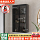 博翼鋁合金浴室收納吊柜衛生間洗漱臺化妝品馬桶上方壁掛式置物儲物柜 雙門(mén)75cm高 膚感灰柜體+灰色玻璃
