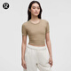 lululemon丨Hold Tight 女士平直下擺緊身短款 T 恤 LW3IGAS 橡木棕 S /6