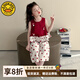 G.DUCKKIDS小黃鴨童裝女童背心套裝夏季2025新款兒童衣服女寶寶夏裝可愛(ài)兩件 紅色套裝 【品質(zhì)好放心拍】 100 (建議90-98cm 2-3周歲）