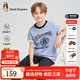 暇步士（Hush Puppies）【速干】童裝兒童男女中性大童2025夏季青春活力學(xué)院風(fēng)短袖套裝 冰晶藍 150