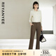 顏域通勤簡約高腰直筒褲女2024新款早秋長褲氣質(zhì)褲子職業(yè)西裝褲女 咖色 S/36