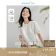 茵曼拼接開(kāi)叉款女裝短袖t恤夏季簡(jiǎn)約休閑高級(jí)感寬松上衣 云朵白 M