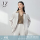 玖姿（JUZUI）職業(yè)翻領(lǐng)西裝女裝春款休閑通勤OL風(fēng)外套純色 白灰 2XL