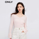 ONLY2025秋季新款休閑氣質(zhì)設計感甜美V領(lǐng)露肩針織衫女|125324024 A18純甄粉色 XL