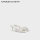 CHARLES&KEITH25夏新品方頭蝴蝶結(jié)褶皺細跟拖鞋涼鞋CK1-60280476 Multi綜合色 36 （230）