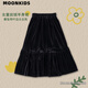 moonkids女童長(zhǎng)裙半身裙絲絨裙子秋季秋裝2025新款兒童韓版中長(zhǎng)款女孩寶寶 4381黑色絲絨長(zhǎng)裙【春秋內(nèi)襯】 130 cm