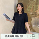 纖莉秀春裝新款大碼女裝胖mm設計感荷葉邊下擺寬松遮肚針織衫6137 黑色+ 3XL