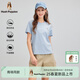 Hush Puppies【百搭經(jīng)典】暇步士女裝2025夏季簡約基礎(chǔ)款棉感短袖圓領(lǐng)衫 海藍(lán)色 XL