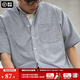 馬登工裝美式復古短袖襯衫男夏日系寬松休閑純棉襯衣透氣疊穿薄外套 深灰 M
