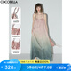 COCOBELLA度假風漸變暈染吊帶裙女25夏手工編織肩帶連衣裙FR7057 漸變 M