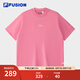 FILA FUSION斐樂潮牌情侶款針織短袖衫2025夏新款時(shí)尚寬松T恤 妃紅色-PC XL