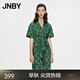 JNBY/江南布衣春夏連衣裙女印花寬松衣服時(shí)尚短袖女長(zhǎng)款5N4G13500 344/雜深綠 L