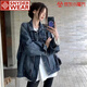 SNYDER WEAR2025新款復(fù)古水洗牛仔外套女設(shè)計感百搭寬松休閑外套韓系長袖上衣 藍(lán)色 S 建議80-95斤