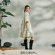 日著原創(chuàng)設(shè)計(jì)女裝印花連衣裙2025夏季新款襯衫領(lǐng)寬松通勤中長(zhǎng)款裙 光斑灰 L