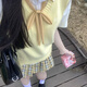 夢(mèng)琪嵐正版日系千金套裝女JK制服套裝格裙套頭背心馬甲女學(xué)院校供軟妹 四件套#黃色背心+小杏中裙+短袖 M 建議90-105斤