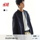 H&M男裝襯衫2025秋季新款長袖寬松版型法式前襟工裝襯衫1271715 黑色 XL 180/116