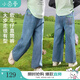 茵曼女童軟牛仔褲logo刺繡2025春季兒童中大童寬松直筒褲女孩褲子 牛仔藍(lán) 170