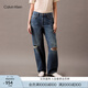 Calvin KleinJeans25春夏女美式復(fù)古ck純棉寬松慵懶松弛感破洞牛仔褲47B925G VSI-牛仔淺藍(lán) 27
