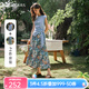 Olrain歐芮兒藍(lán)色綁帶上衣碎花半裙套裝女夏季2025新款時(shí)尚兩件套 藍(lán)色 L