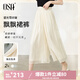 歐莎（OSA）冰絲休閑褲女夏季薄款小個子寬松慵懶風(fēng)垂墜感闊腿褲八分褲裙七夕 淺杏色 M