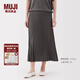 無印良品（MUJI）女式萊賽爾混針織寬擺裙長(zhǎng)半身裙女25年秋季裙子女裝BA1QVA5A 煙熏棕色 M (160/66A)