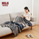 無印良品（MUJI） 羊毛披巾 圍巾圍脖男女 秋冬季 披肩 保暖 藏青色格紋/120*200cm