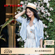 EP雅瑩女裝 萊賽爾天絲輕薄繡花寬松襯衫外套 2025夏季新款2120A 藍(lán)色 L