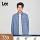 Lee標(biāo)準(zhǔn)版翻領(lǐng)經(jīng)典工裝設(shè)計(jì)男士長袖牛仔襯衫日常休閑潮流LMT009 淺藍(lán)色2 XL