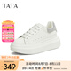 他她（TATA）小白鞋2025夏季新款奶油泡泡厚底女鞋增高松糕鞋板鞋 白/銀（跟高6cm） 35