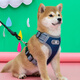 冇寵寵物狗狗胸背帶背心式背帶牽引繩柯基柴犬中型犬防爆沖遛狗繩項圈 深藍色【贈1.5米黑色牽引繩】 M胸圍50-64cm【建議14-26斤】