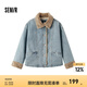 森馬（Semir）牛仔棉服女拼接毛領(lǐng)美式復(fù)古2024冬寬松毛邊夾克街頭潮流 牛仔淺中藍(lán)88601 XXL 175/96A