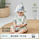 babylove【清倉】嬰兒連體衣男女寶寶夏季薄款衣服哈衣爬爬服系帶外出服 枝頭自在 90cm