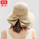 北虞帽子女士夏季時(shí)尚后開(kāi)叉防曬遮陽(yáng)帽漁夫帽帽可折疊蝴蝶結草編帽子 米色 M(56-58cm)