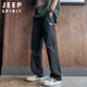 JEEP SPIRIT吉普潮流直筒休閑褲男秋季寬松闊腿褲垂感工裝褲子 黑色 XL
