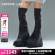 DAPHNE LAB方糖過膝靴大褲管 25秋冬新款兩穿拉鏈靴設(shè)計感增高長靴褲管靴 牛仔水鉆款 37