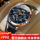 I&W CARNIVAL HWGUOJI瑞士品牌手表男機械表鏤空全自動(dòng)機械男士手表皮帶防水男表送男友 玫金藍面|進(jìn)口機芯|定制刻字