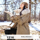 伊芙麗風衣式羽絨服女2021年冬季新款保暖派克外套 淺軍綠 165/88A/L