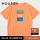 moussy 秋季女裝新款中性風(fēng)趣味印花休閑短袖T恤女010GSL90-0370 130橙色 00020/F