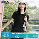 FILA 斐樂官方女裝針織連衣裙2025夏季新款時(shí)尚休閑簡(jiǎn)約修身T恤裙子 正黑色-BK L 170/88A/L