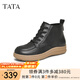 他她（TATA）厚底英倫馬丁靴女靴子氣質(zhì)黑色早秋短靴新款7A442DD4 黑色 37