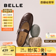 百麗（Belle）復古褶皺面瑪麗珍鞋女2025秋新商場同款羊皮舒適單鞋E3U1DCQ5 咖啡色 39