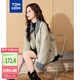 唐獅（TonLion）2024女翻領(lǐng)拼接菱形格短款棉衣 灰綠 L 