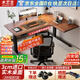木藝生轉(zhuǎn)角雙電機(jī)電動(dòng)升降電腦桌家用辦公雙人L型桌子工作臺(tái)拐角書桌 【雙電機(jī)】整板右拐角胡桃色 1.4*1.1M(升級(jí)加強(qiáng)版收納橫梁)