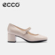 愛(ài)步（ECCO）淺口單鞋女鞋 時(shí)尚百搭瑪麗珍鞋粗跟高跟鞋 型塑290963 灰粉色29096301386 37