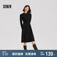 森馬（Semir）連衣裙女中長(zhǎng)款修身正肩內(nèi)搭2024冬拼接燈芯絨小黑裙109724114001