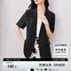尚都比拉立體垂順夏季休閑短袖西裝外套女高級(jí)感通勤小西服 黑色 S 