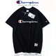 冠軍（CHAMPION）夏季日版大碼寬松短袖經(jīng)典刺繡logo運動(dòng)t恤男女同款純棉寬松上衣 黑色_經(jīng)典大刺繡 2XL _165-185斤