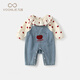凡獵女童套裝春裝2026新款洋氣嬰兒衣服寶寶背帶褲牛仔兩件套春秋